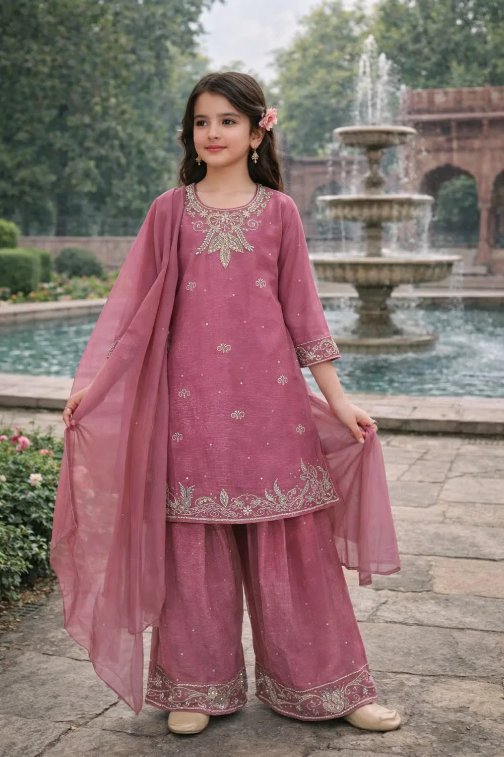 Комплект этнической одежды с вышивкой Royal Twilight Eid Inaabia, розовый