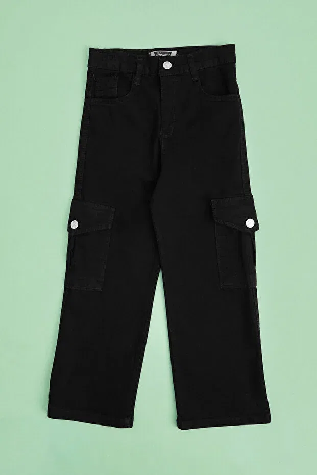 Детские брюки для девочек палаццо с карго-карманами Fulla Moda, Navy Blue
