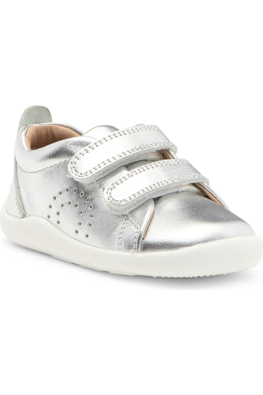 Детские кеды дышащие из блестящей кожи OLD SOLES, Silver