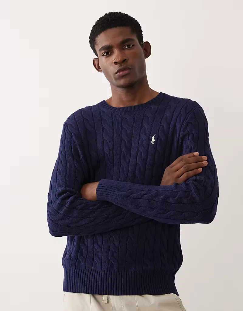 Хлопковый джемпер Polo Ralph Lauren с логотипом Icon, темно-синий