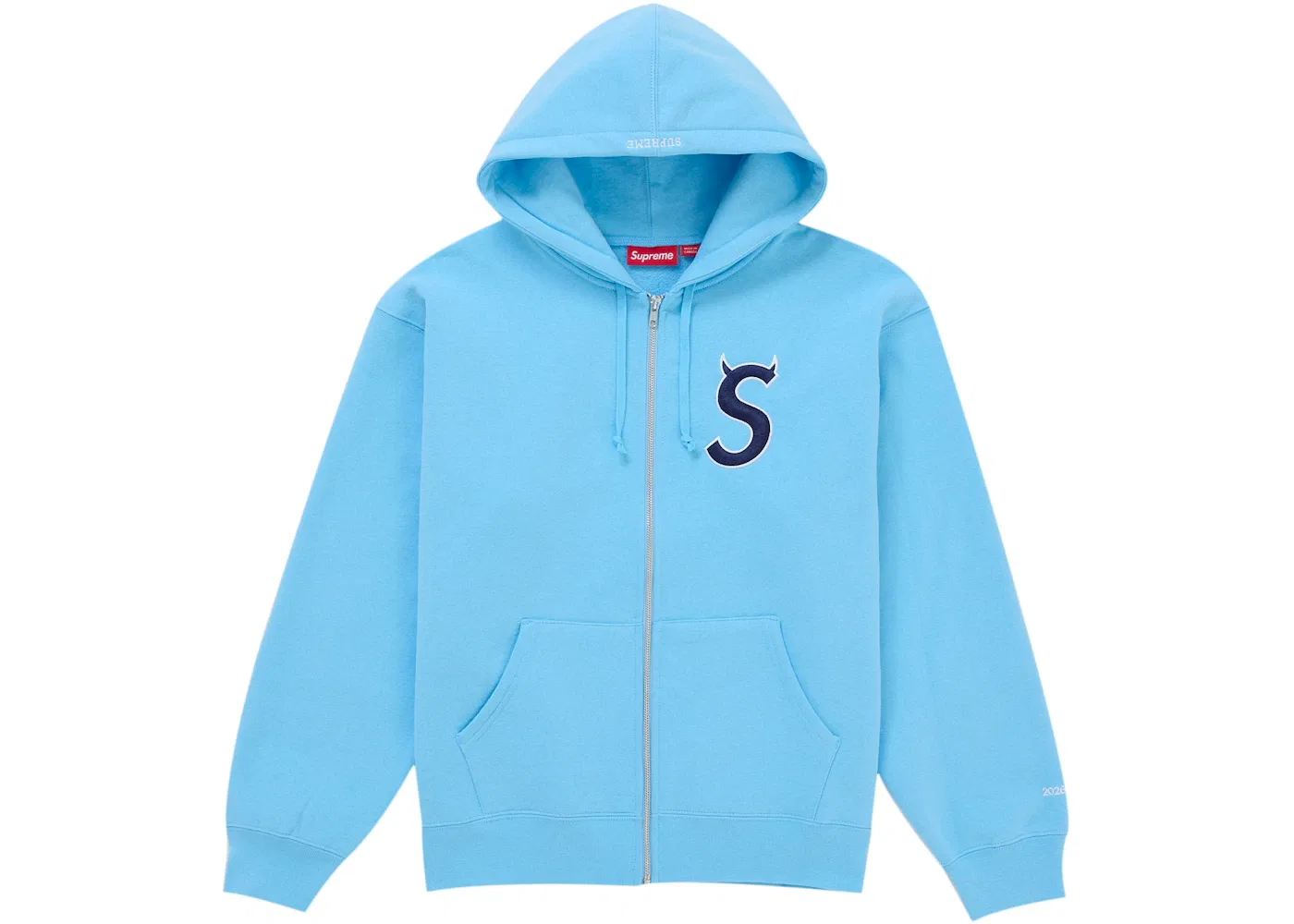 Мужская худи на молнии с принтом Devil S Logo Supreme, Light Blue