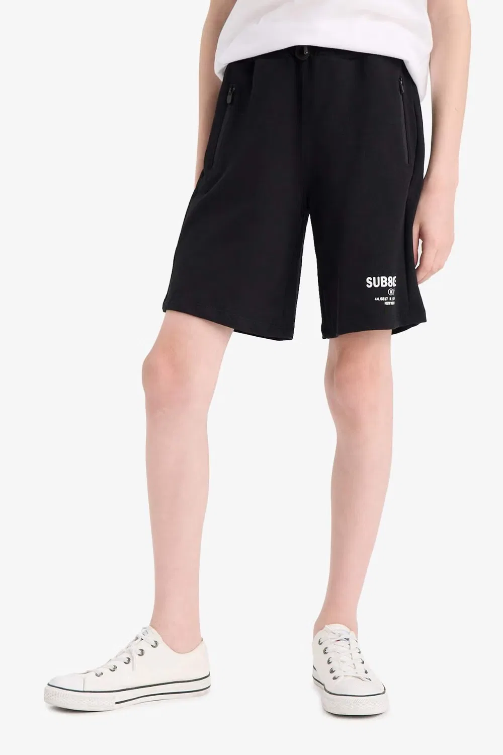 Шорты из футера с принтом New Regular Fit Defacto, черный — фото 4