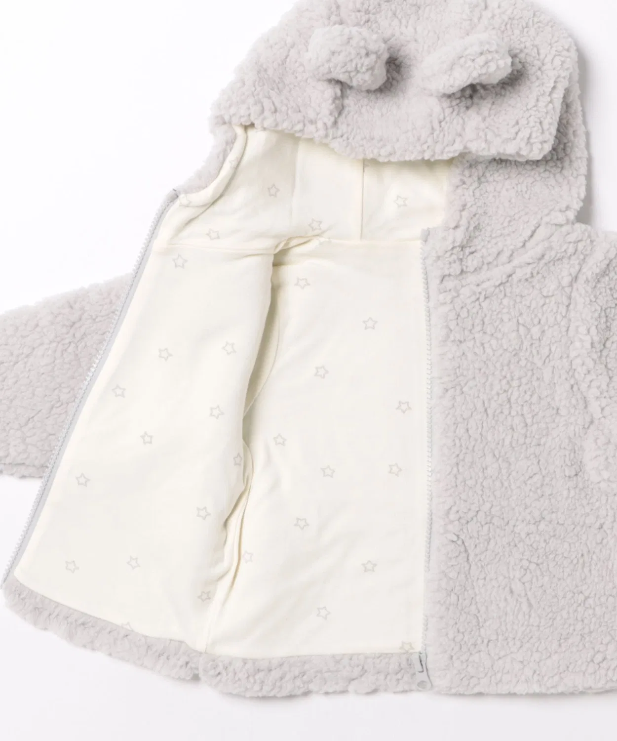 Детский жакет с капюшоном на молнии из флиса Bear Jacket NO WAY, Light Grey — фото 3