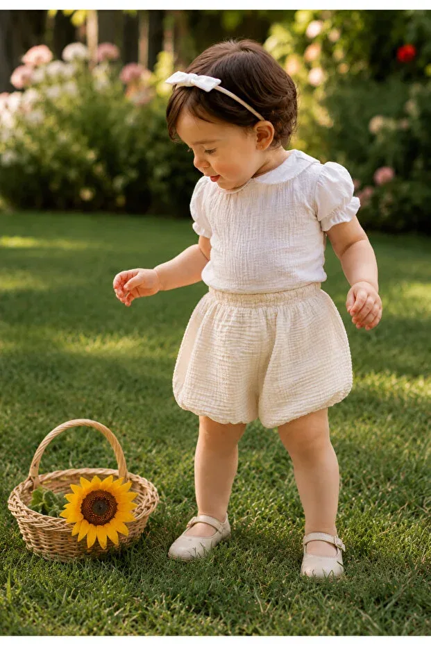Детские шорты для мальчиков хлопковые L L Louiou Baby Gifts, Nude Color — фото 4