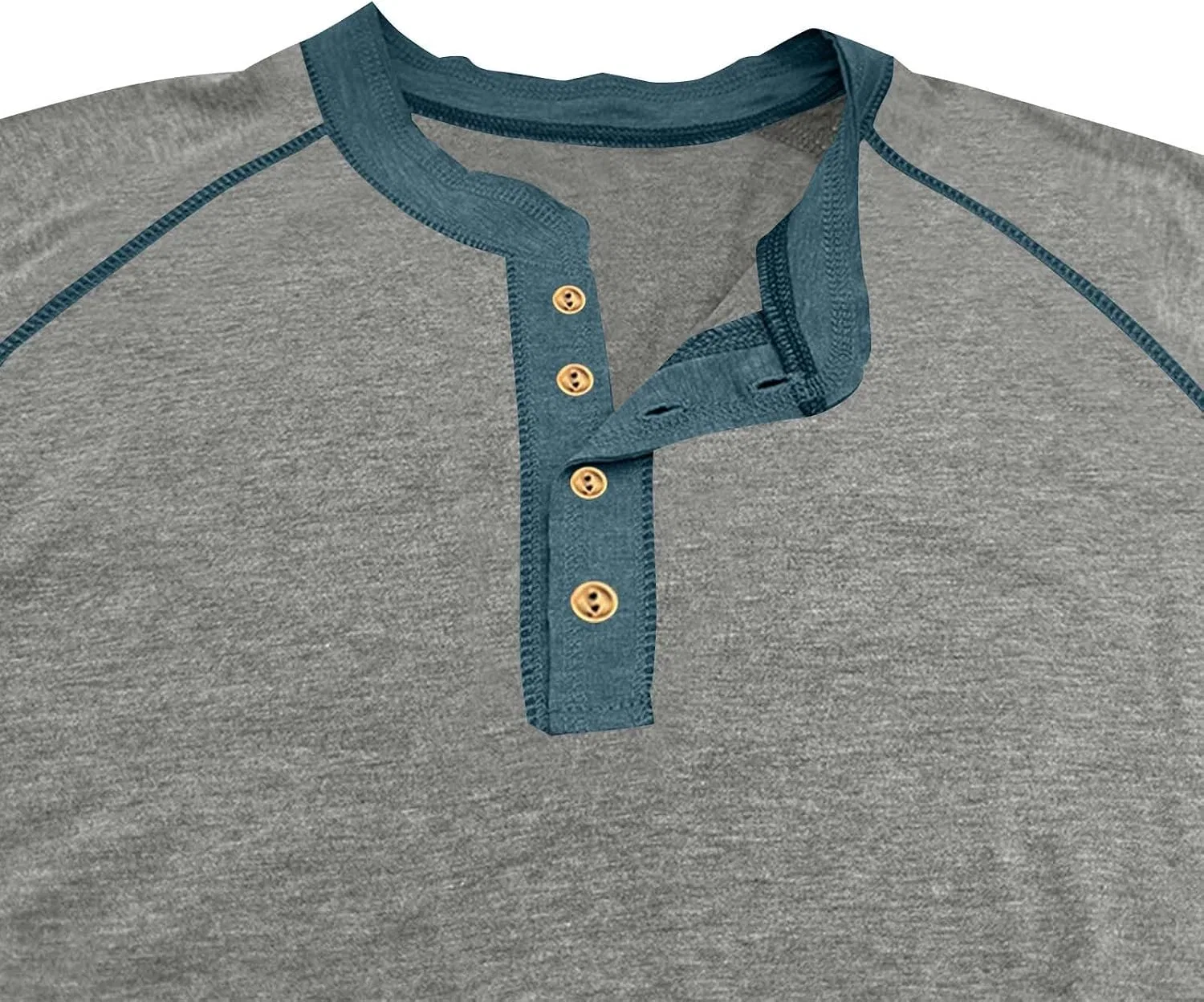 Мужская футболка с длинным рукавом хенли, полукардиган, Solid Color, Gray — фото 3