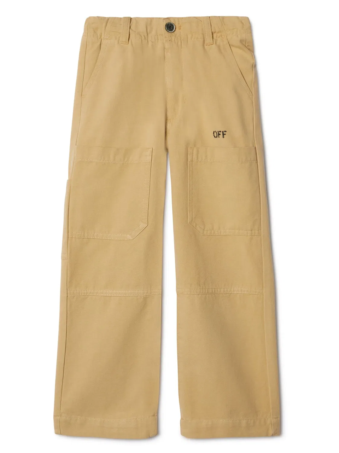 Брюки из хлопка с диагональным узором OFF-WHITE, бежевый/черный