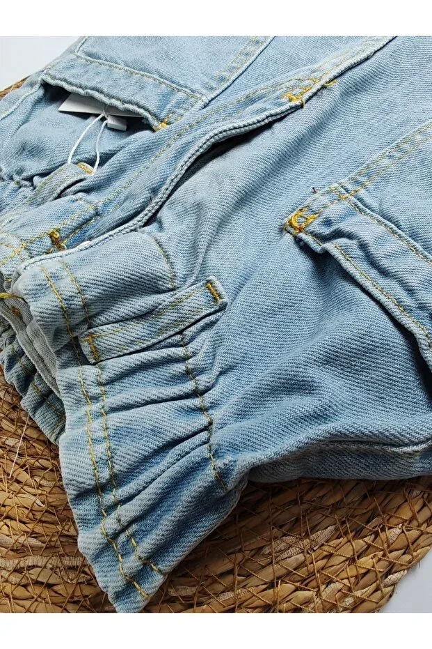 Детские шорты для девочек джинсовые с принтом Moda Rüyası, Blue — фото 3