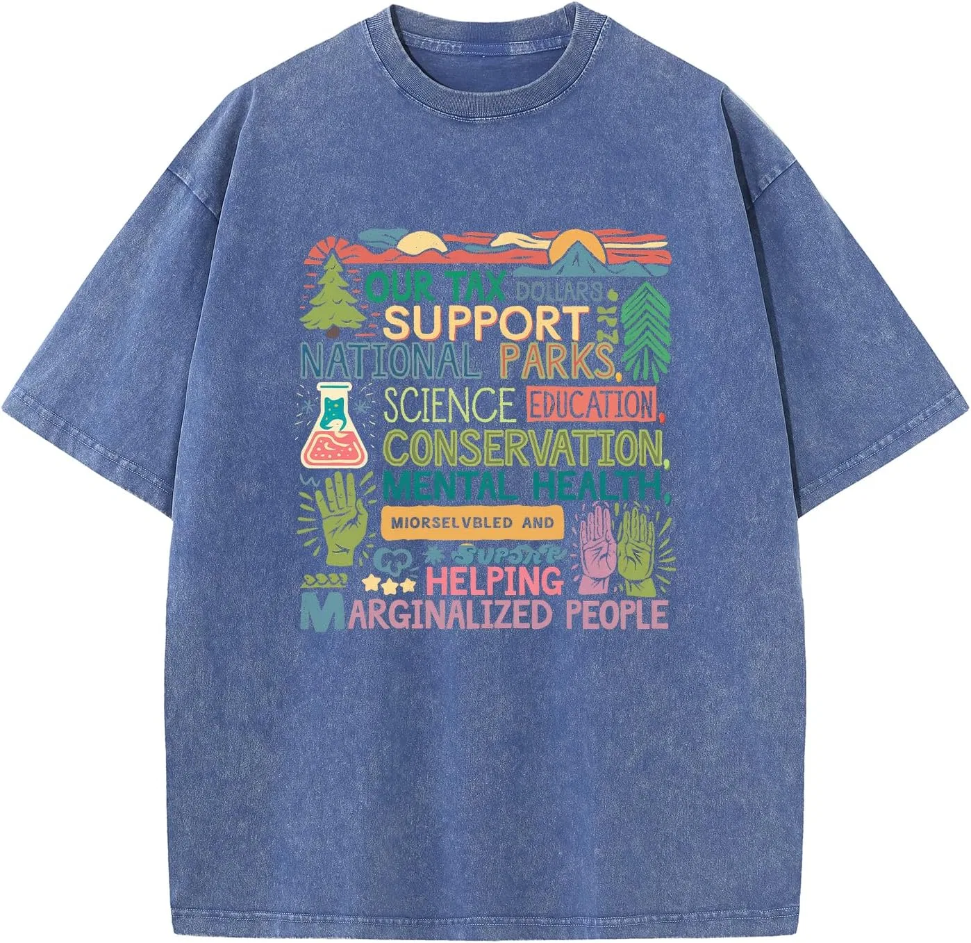 Футболка оверсайз с принтом National Parks Washed Tee, Blue