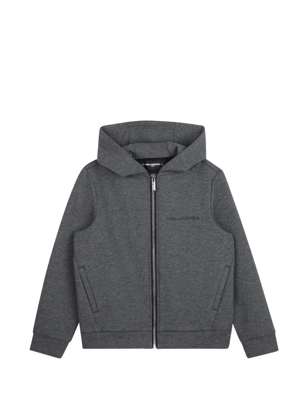 Худи на молнии с логотипом Karl Lagerfeld Kids, серый