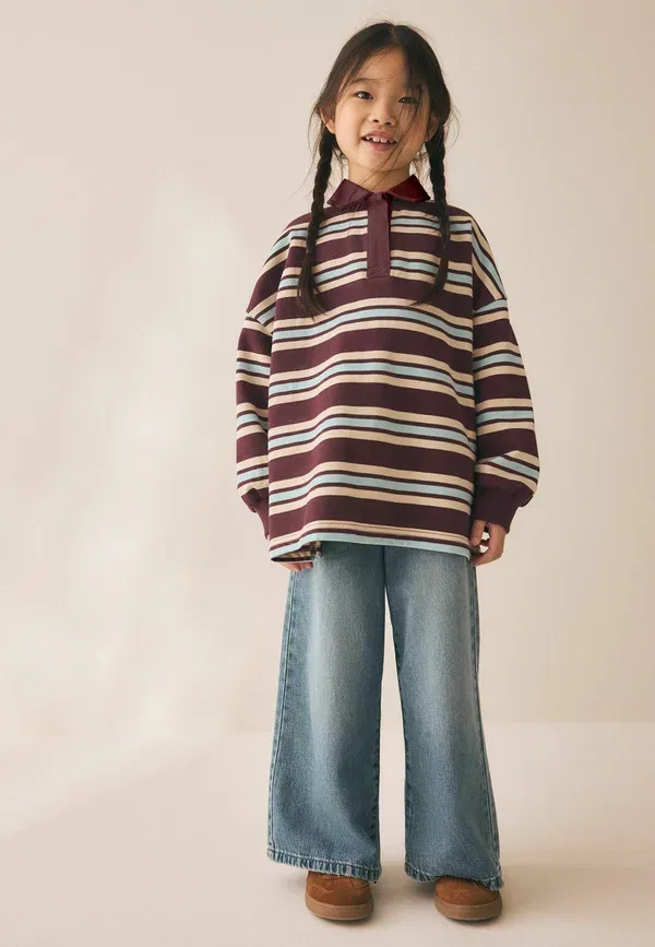 Футболка поло хлопок Regular fit Next, Chocolate Brown Stripe, коричневый/шоколадный