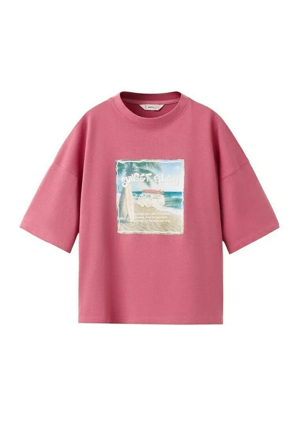 Футболка с детским принтом Mango Kids, Light Pink