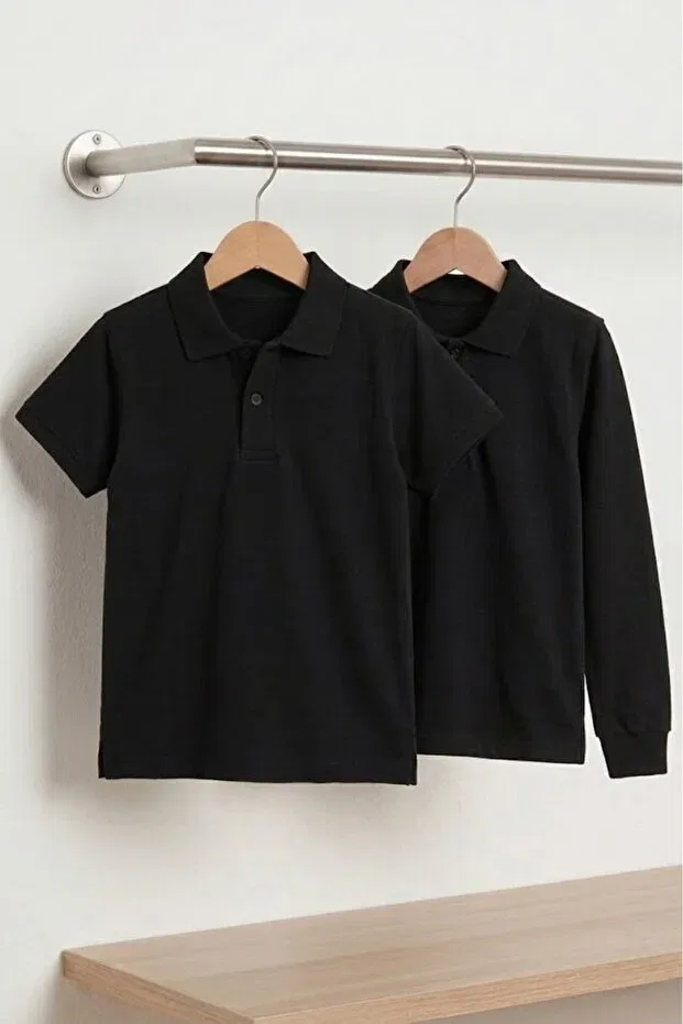 Детский комплект из 2 футболок с поло-воротником Nacar Store, Black — фото 2