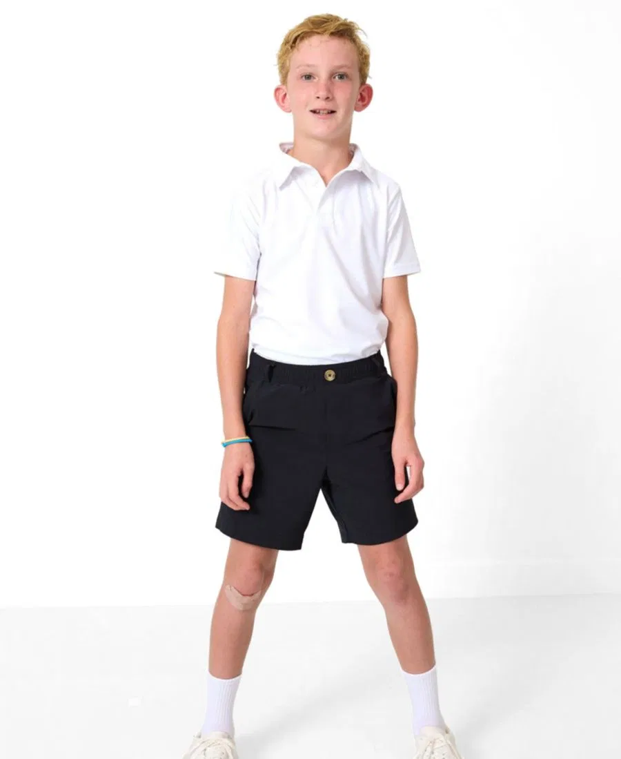 Шорты с эластичным поясом и боковыми карманами Courtside Kids, Black — фото 3