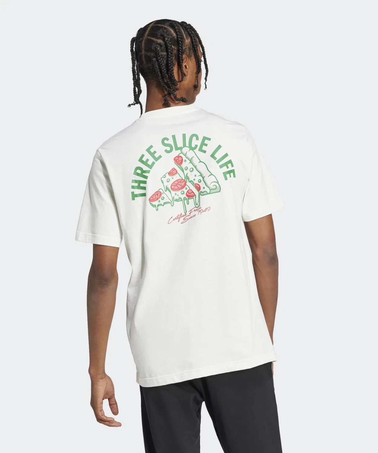 Мужская футболка с принтом пиццы Lounge Pizza Graphic Adidas, Off White — фото 4