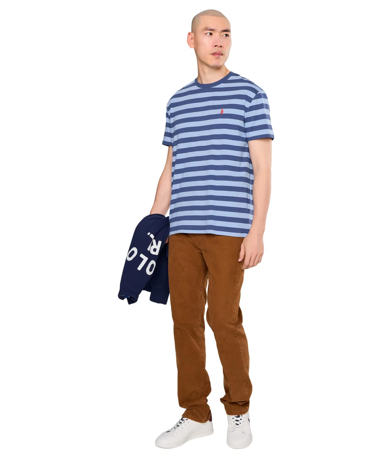 Футболка с коротким рукавом в полоску и круглым вырезом Polo Ralph Lauren, Chambray Blue/Light Navy — фото 2