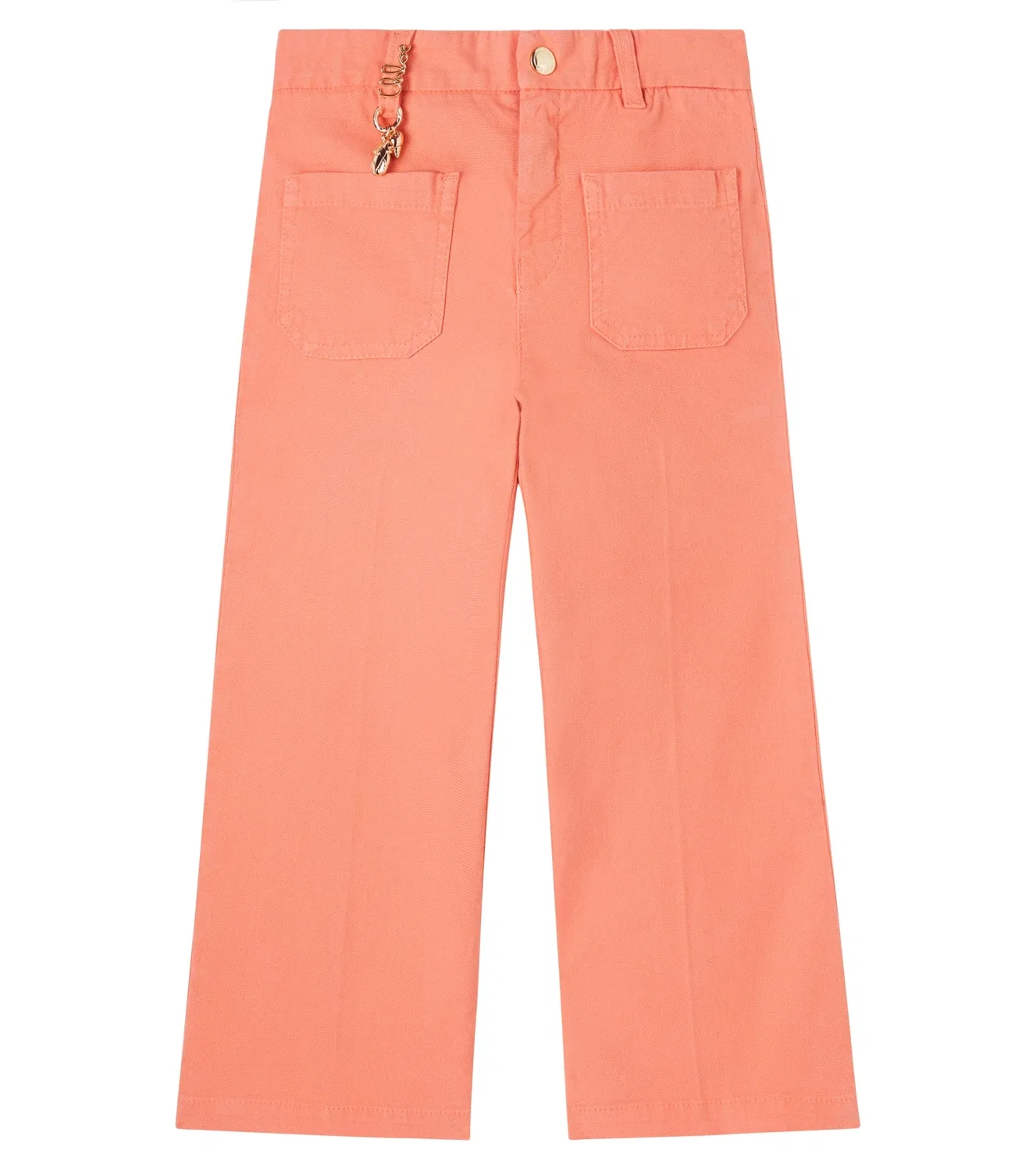 Плиссированные хлопковые брюки Chloé Kids, оранжевый