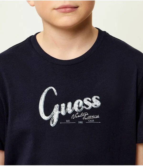 Детская футболка хлопковая O-Neck Guess, Blu Marino — фото 4