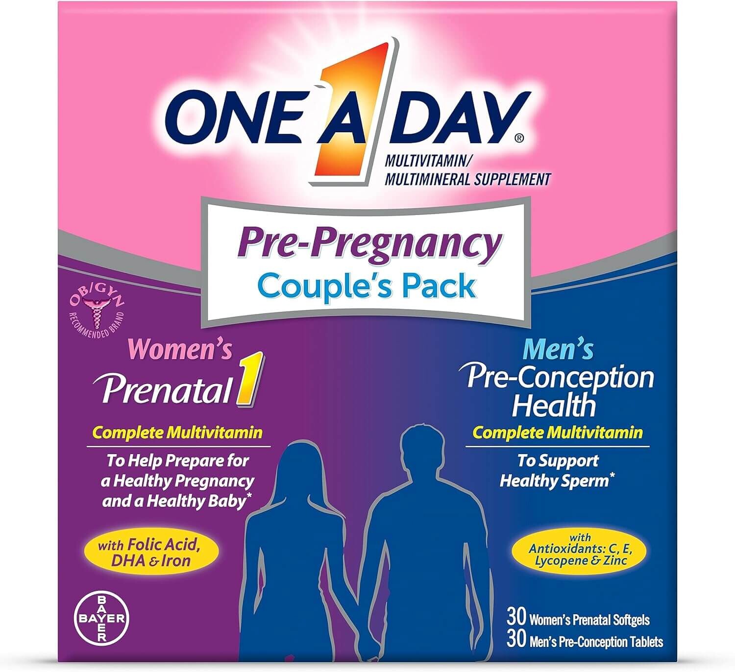 

Мультивитамины для мужчин и женщин перед беременностью One-A-Day Pre-Pregnancy Couple’s Pack, 30 капсул + 30 таблеток