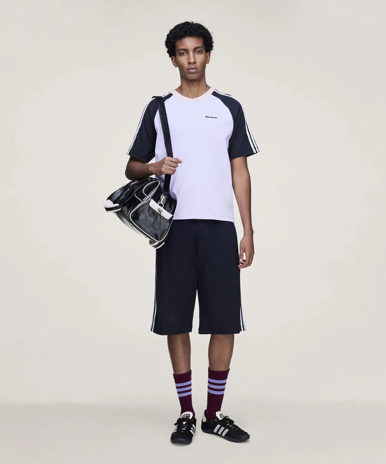 Мужская футболка с коротким рукавом, хлопковая, Wales Bonner Adidas, Violet — фото 2