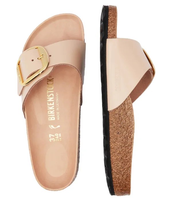 Тапочки кожаные Madrid bb Narrow fit Birkenstock, бежевый — фото 4