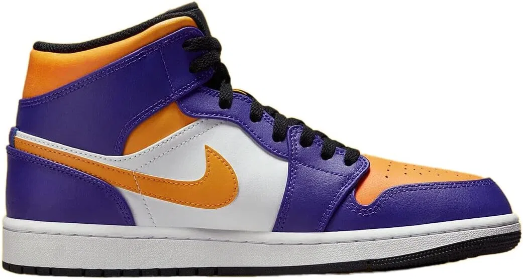Кроссовки Nike Herren Air Jordan 1 Mid Schuhe, Dark Concord Taxi White Black — фото 2