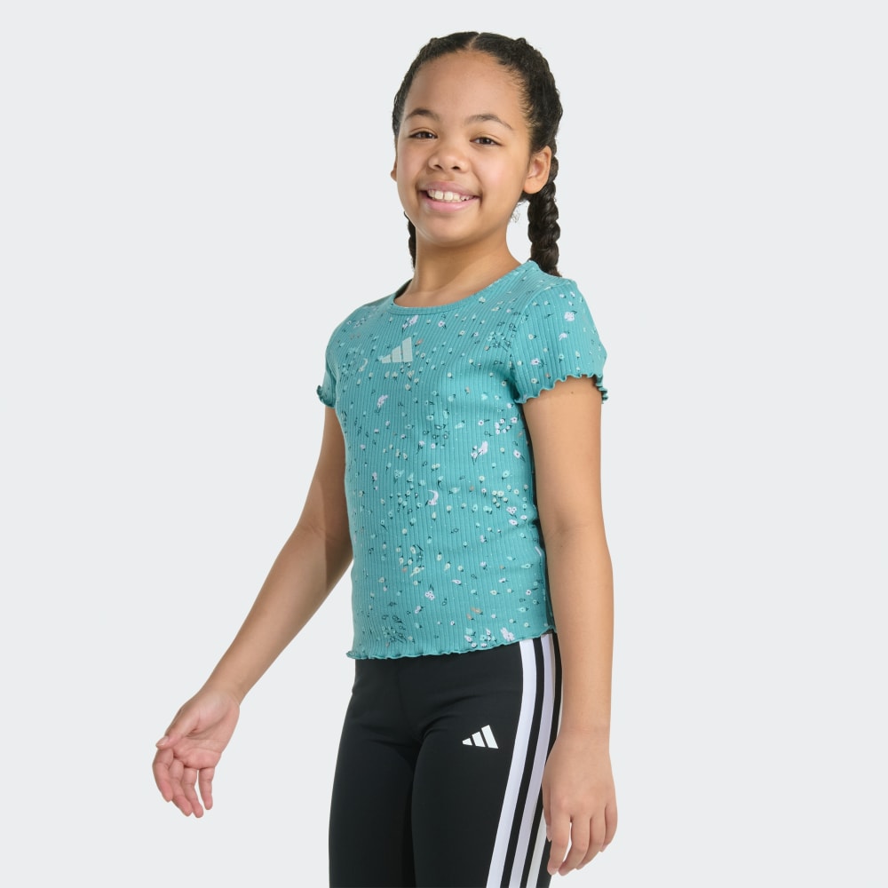 Футболка Adidas Short Sleeve Printed Baby Rib Tee, цвет Teal Dust — фото 3