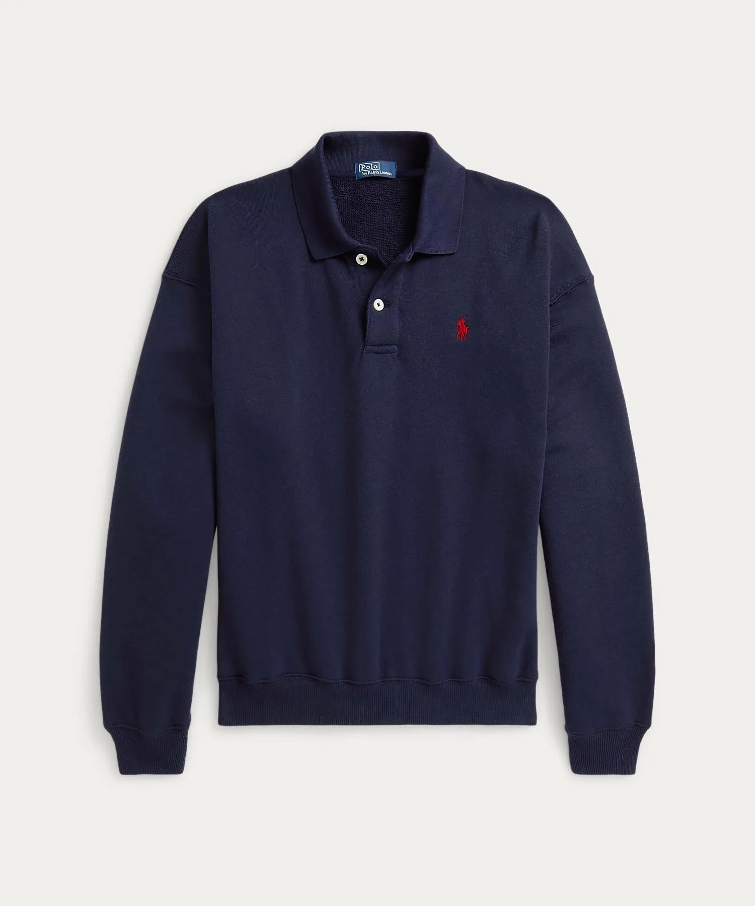 Легкая флисовая рубашка-поло с длинным рукавом Polo Ralph Lauren, 410 Navy