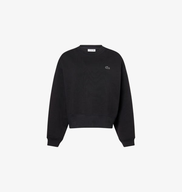 

Свободная толстовка из хлопкового трикотажа с логотипом-аппликацией Lacoste, черный