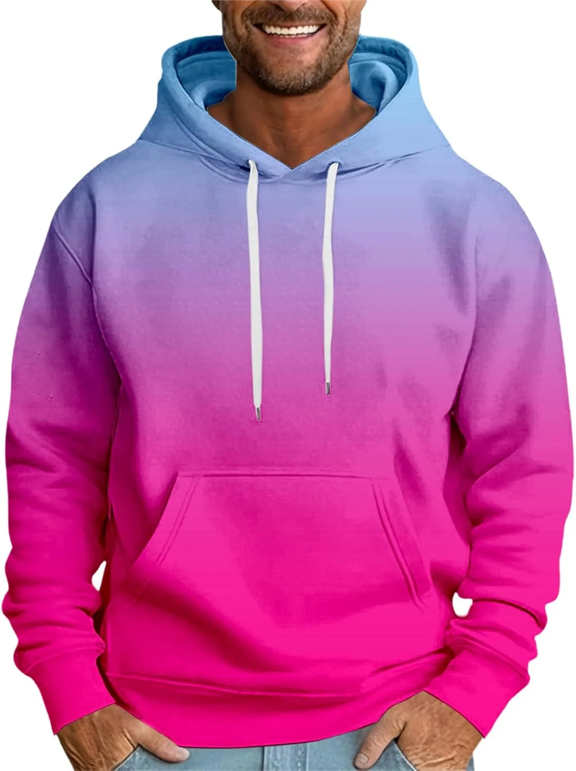 

Мужской худи с градиентом, капюшон на шнурке, карман