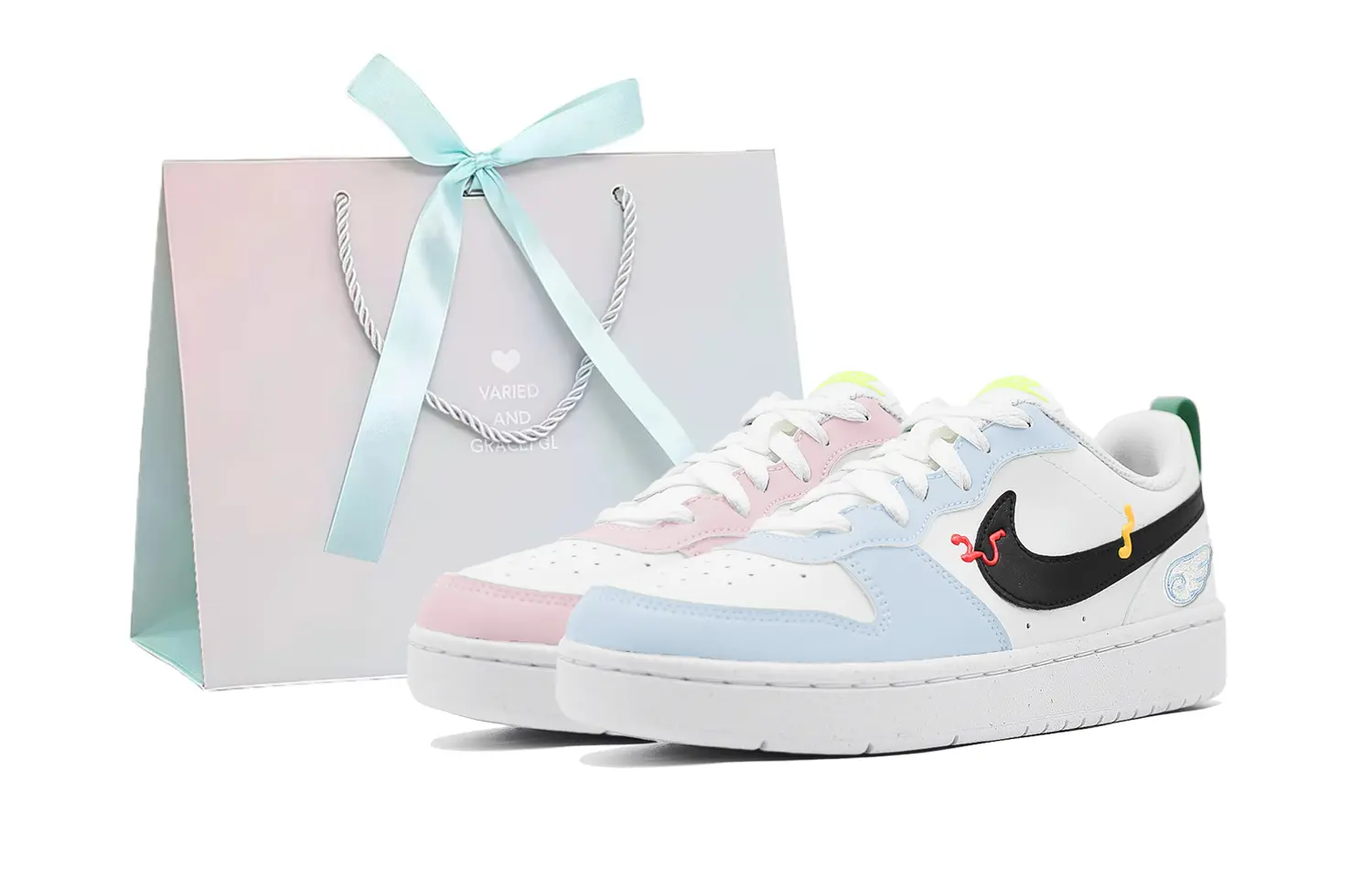 

Низкие детские кроссовки для скейтбординга Court Borough для подростков Nike, розовый/синий