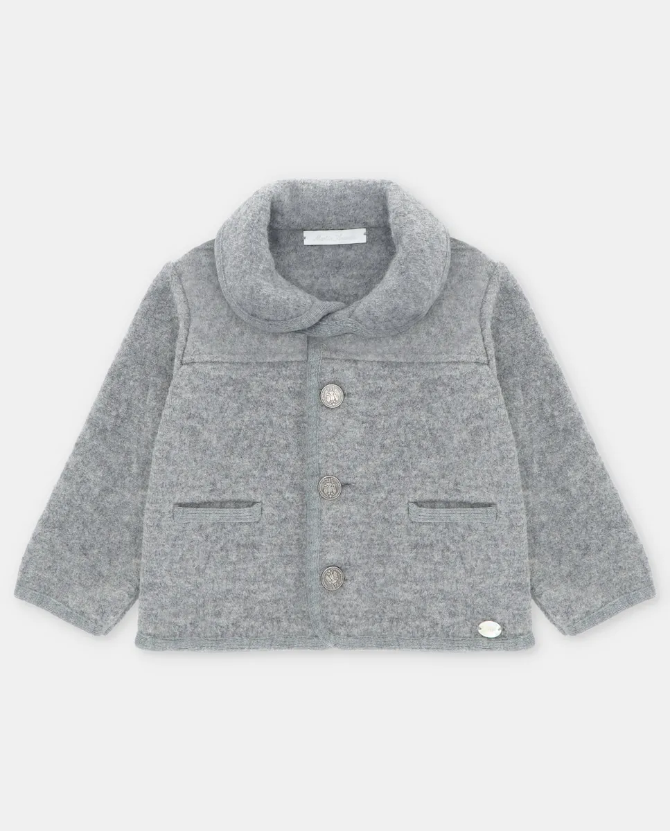 

Детское пальто из австрийской ткани с отложным воротником серого цвета Martín Aranda