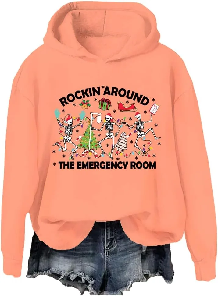 

Рождественская толстовка ER Nurse с принтом Rocking Around The Emergency Room Cynvor