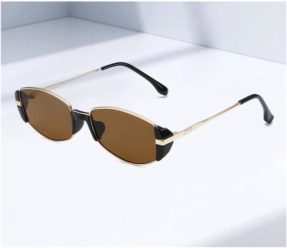 

Солнцезащитные очки UV400 - Необычный панк, маленькая металлическая оправа, для женщин и мужчин, для бега и занятий спортом на открытом воздухе UYPTK, Blackgold