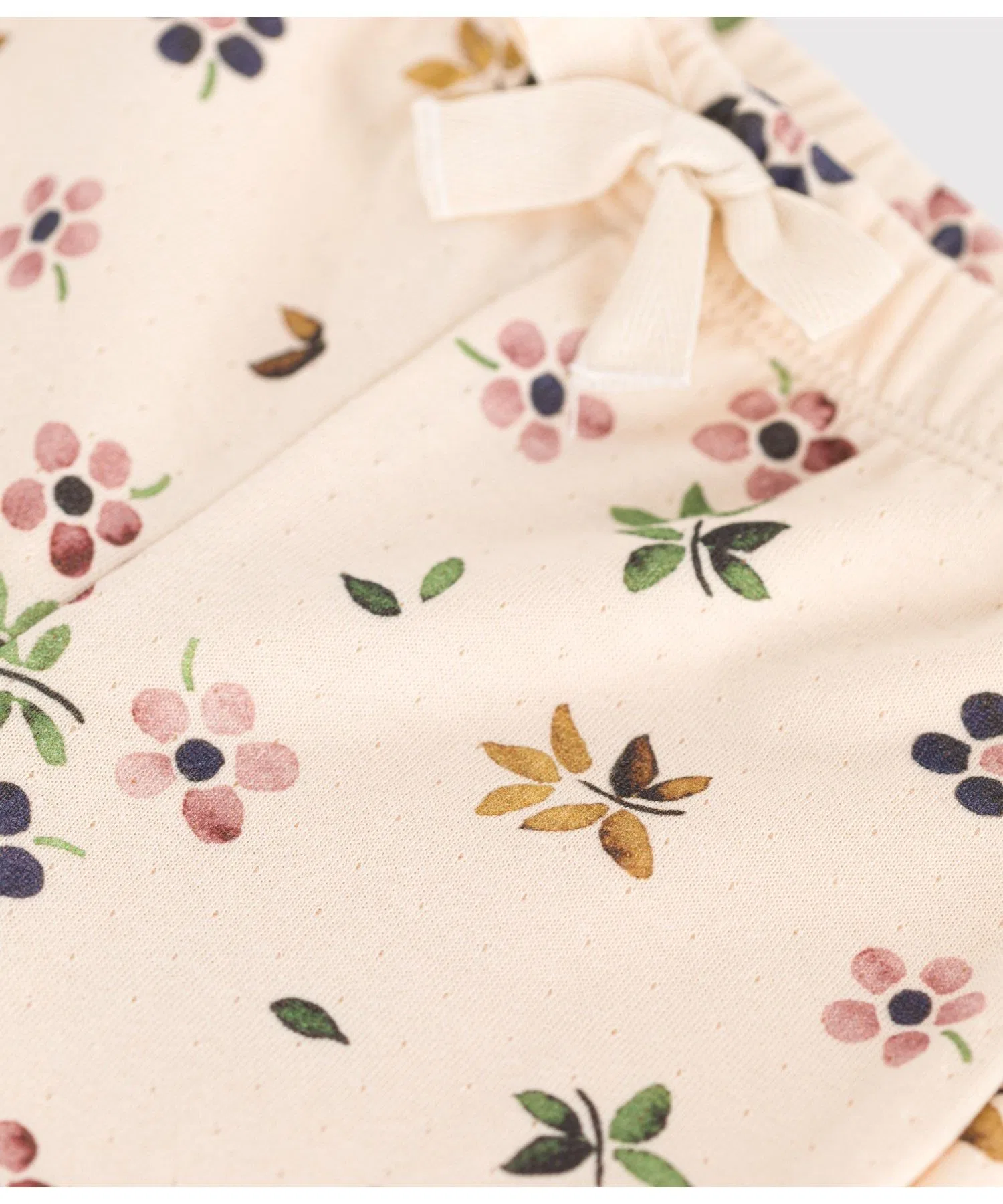 Детские брюки с цветочным принтом Petit Bateau хлопковые белые — фото 3