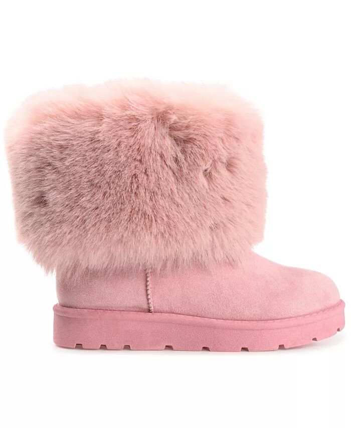 Женские сапоги Shanay Lug Sole Faux Fur для холодной погоды Journee Collection, розовый — фото 2