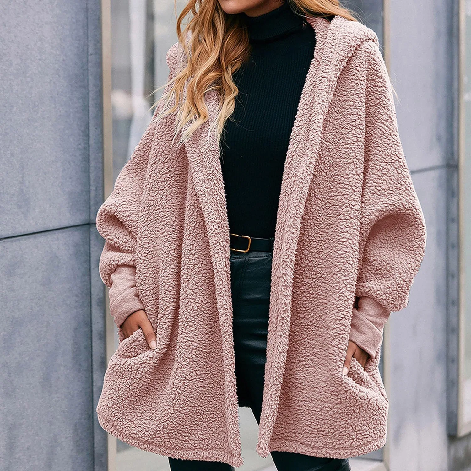 Женское зимнее пальто с капюшоном, хлопковое, Women's Hooded Overcoat, pink — фото 3