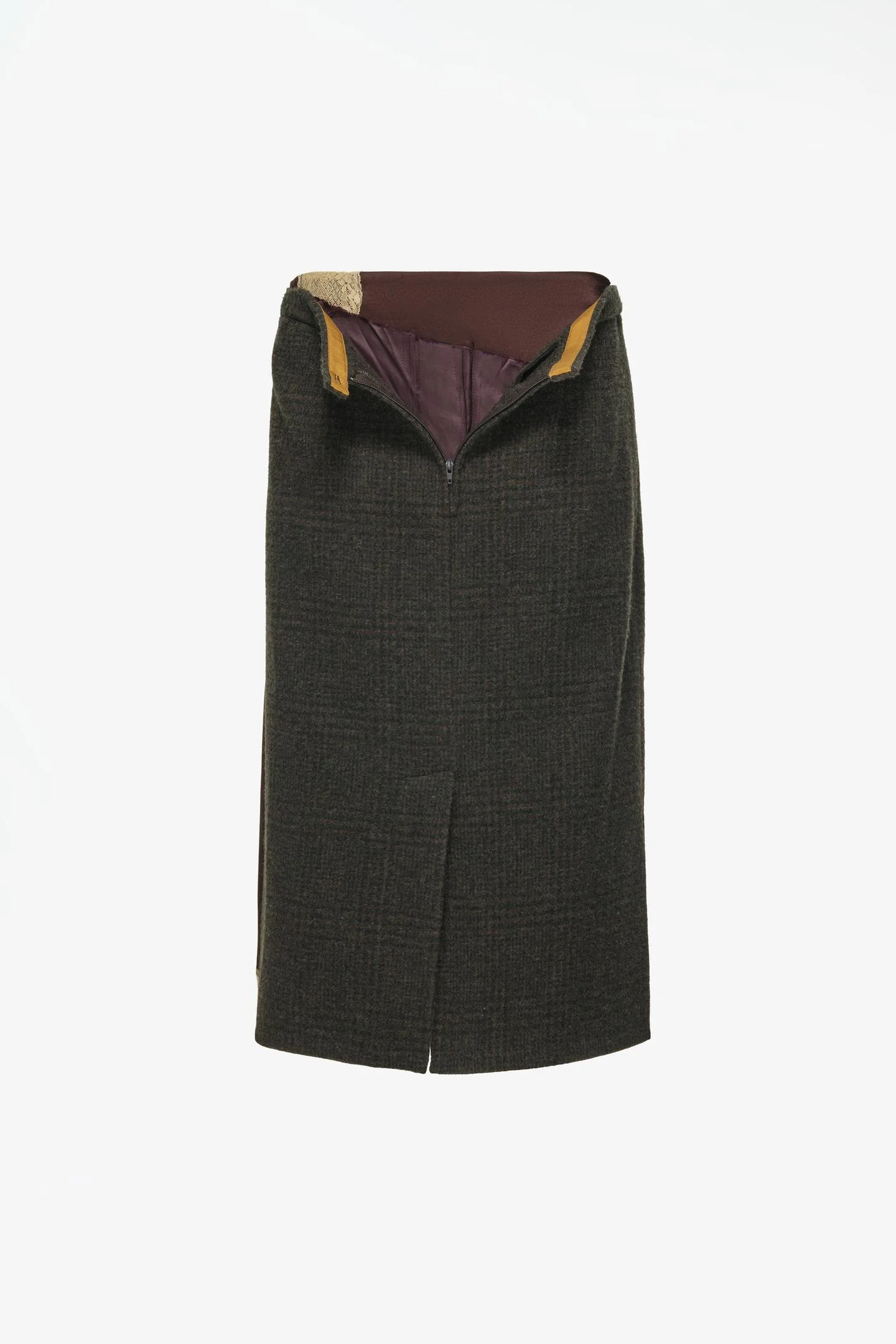 Юбка Zara миди с комбинированными тканями, зеленый