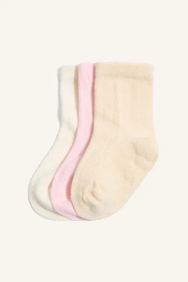 Детские носки для девочек хлопковые 3 шт Defacto, Light Pink-Sf1