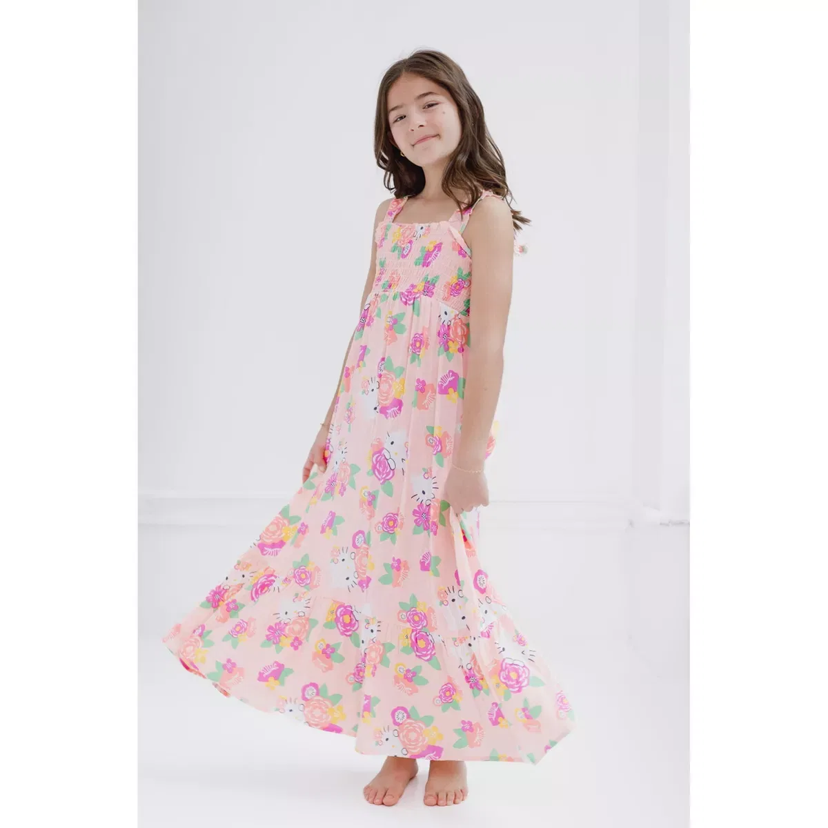 Детское платье-макси для девочек с принтом Hello Kitty Floral Hello Kitty, Pink — фото 3
