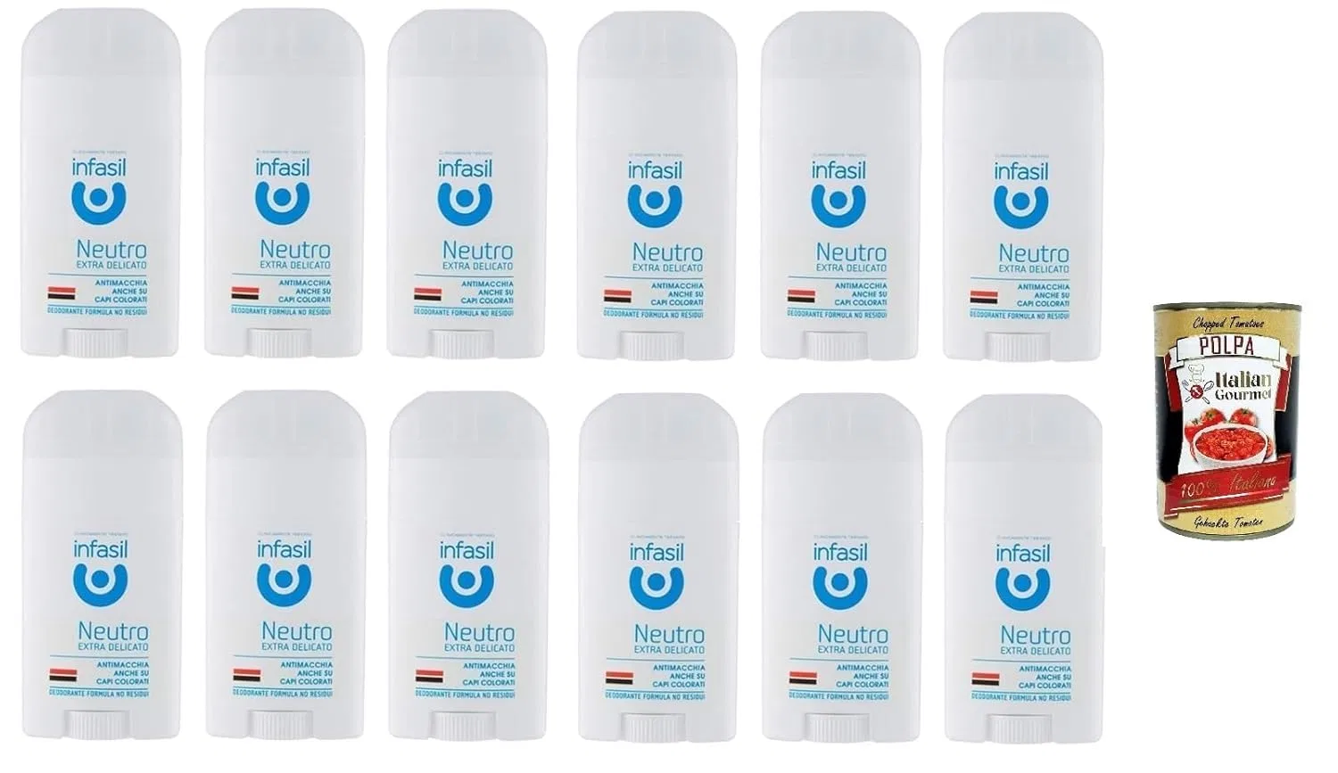 Дезодорант-стик Neutro Extra Delicato Anti-Stain, Italian Gourmet E.R., набор 12 шт. по 50 мл, Infasil