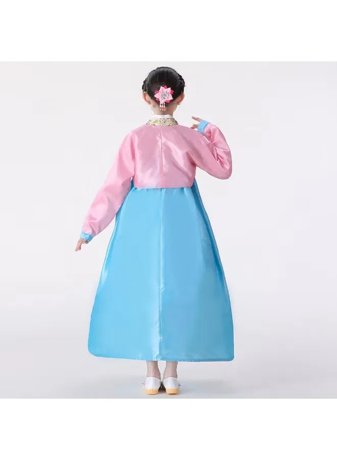 Костюм ханбок с шелковой юбкой комплект Korean Hanbok Al Aoyama, розовый с синим — фото 2