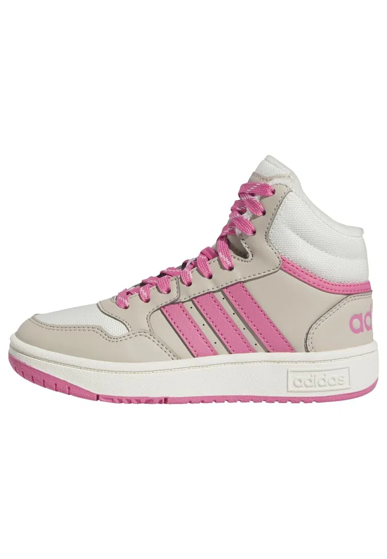 Детские кроссовки для мальчиков и девочек Hoops Mid 3.0 Kids Adidas, Wonder Beige Pink Fusion Off White