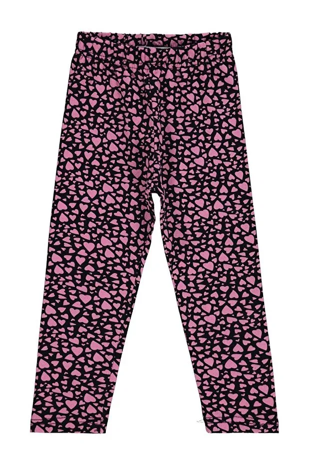 Детские леггинсы для девочек с принтом Heart Patterned Tights Civil Girls, Black-Pink