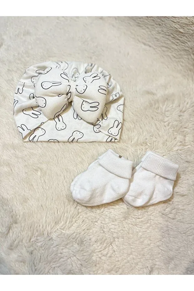 Детский комплект носков и шапочки с принтом Masalbaby, White — фото 2