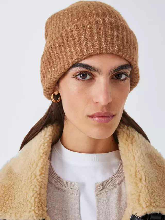 

Шапка John Lewis Alpaca Wool Blend Fluffy Rib Knit, цвет caramel