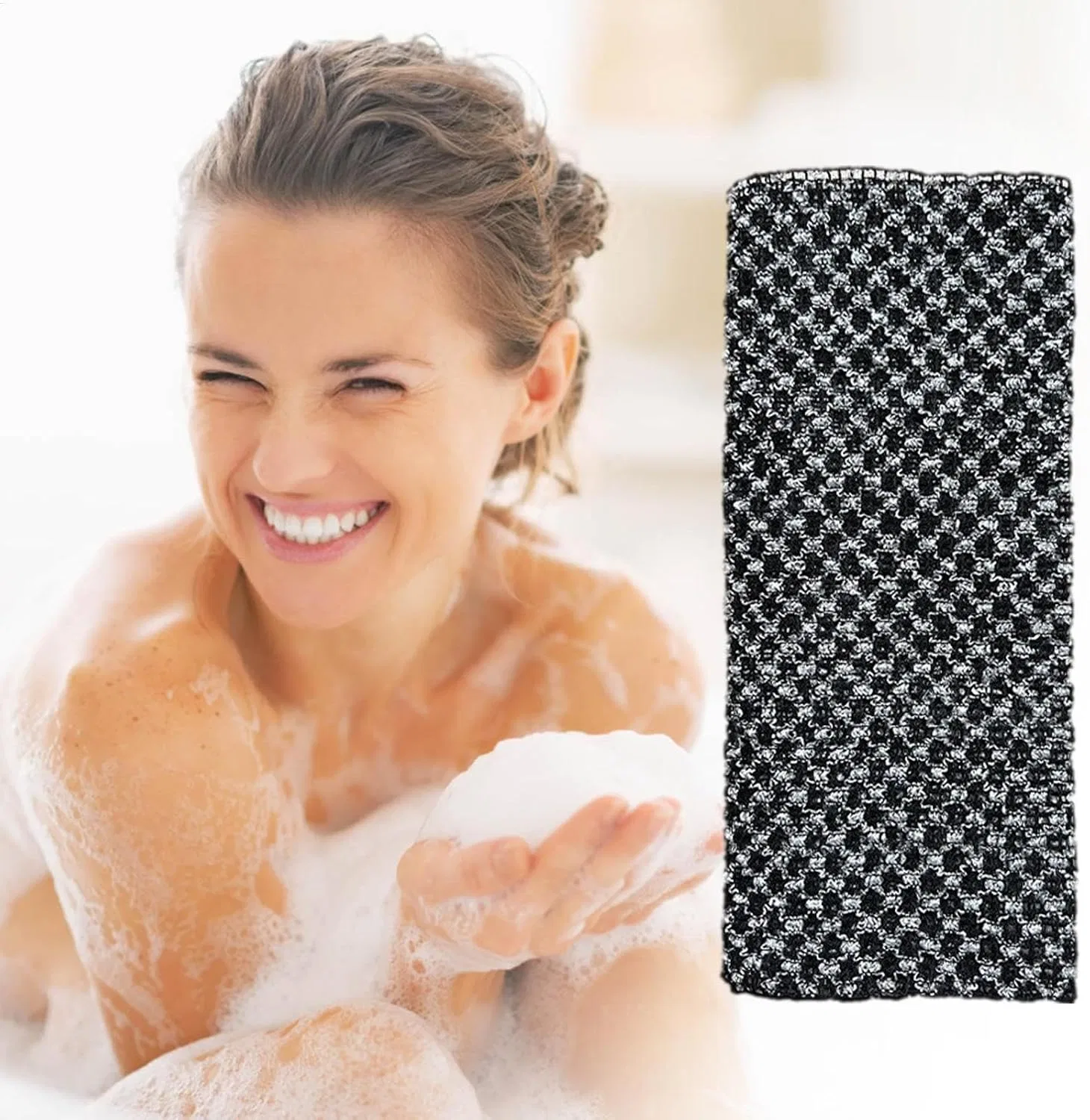 Скребок для тела двусторонний, 25x100 см, Black Plaid Generic — фото 3