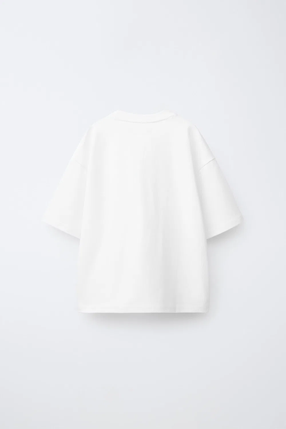 Однотонная футболка из трикотажа ZARA, Light Ecru — фото 2