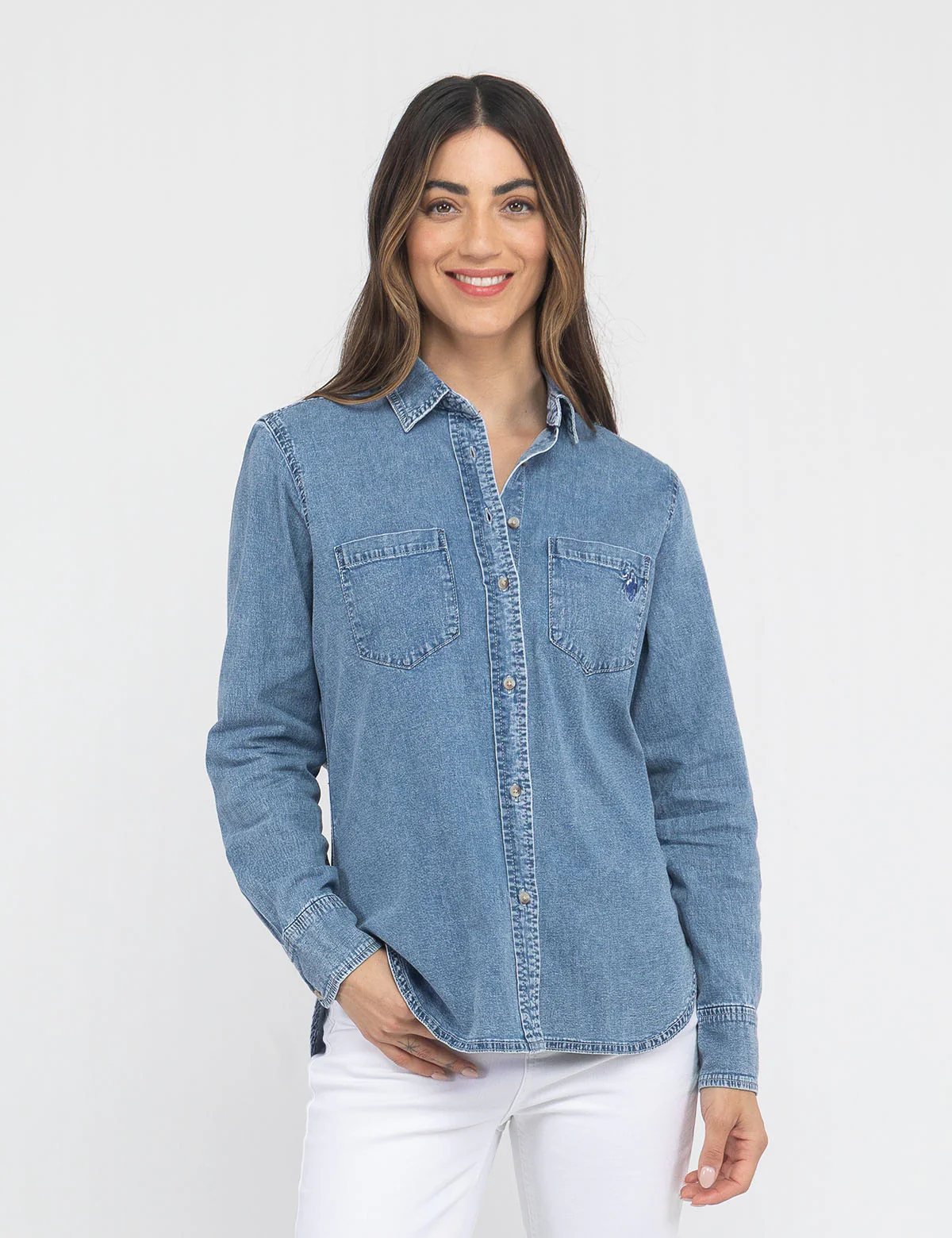 

Джинсовая рубашка U.S. Polo Assn Long Sleeve Multi Tonal Chambray, синий
