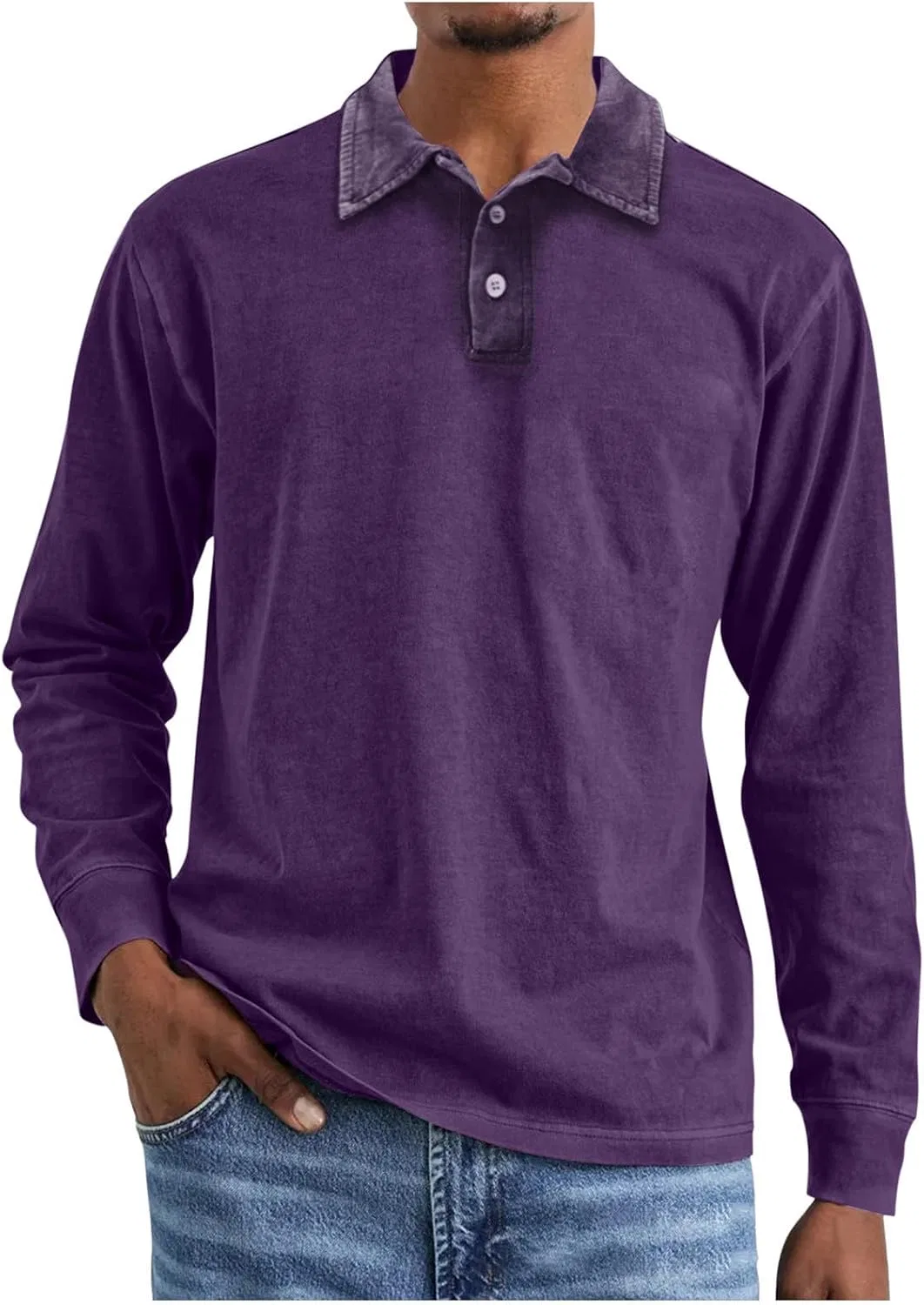Мужская повседневная футболка-поло с воротником Loose Fit, Purple