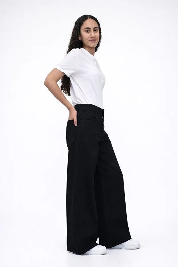 Детские брюки для девочек джинсовые скинни Hn Hnt Tekstil, Black — фото 3